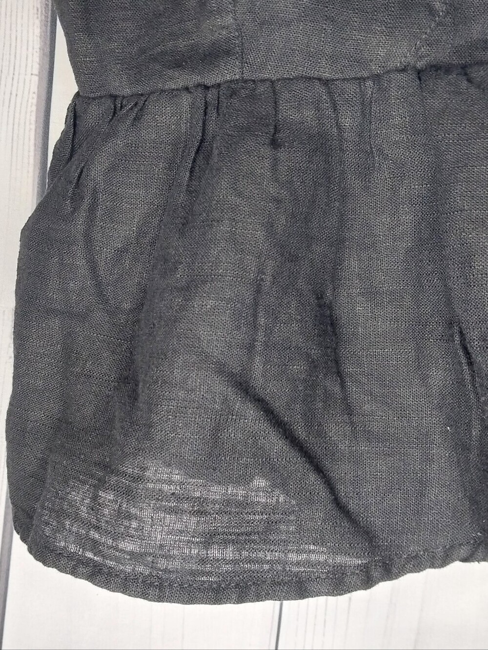 American Eagle Outfitters Black Smocked Peplum Babydoll Boho Coquette Top - Picture 4 of 7